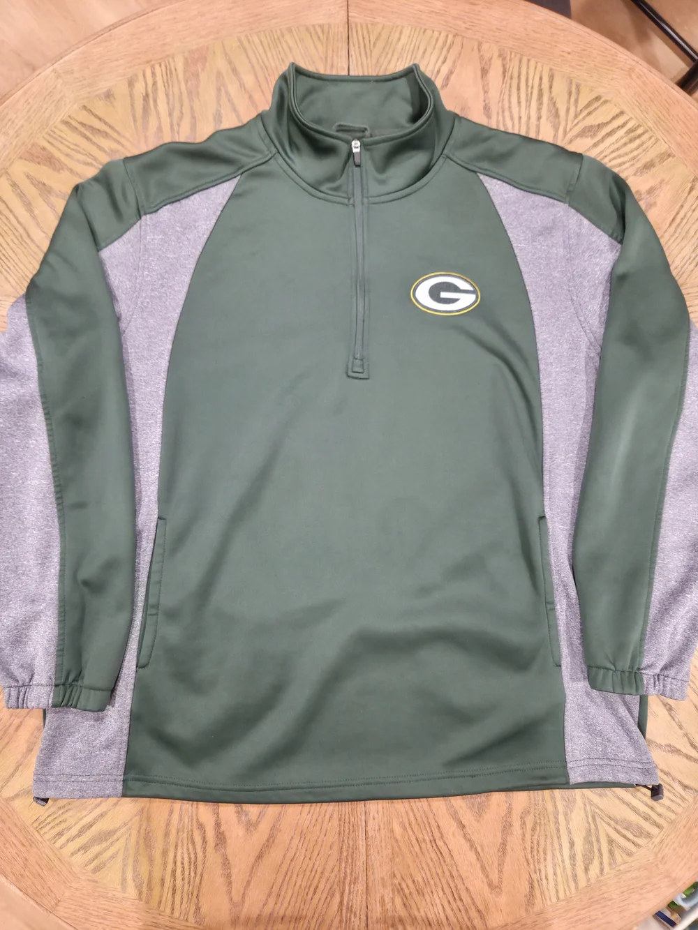 NFL Team Apparel Quarter Zip Jacket Men Size L Green Gray Block Gameday Gorpcore